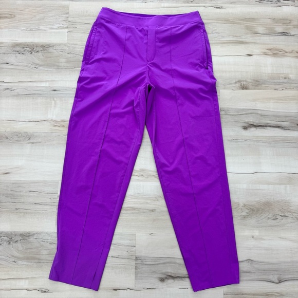 Athleta Brooklyn Heights Stretch Tech Pants Tall Vienna Slim purple Sz 10 - Picture 2 of 5